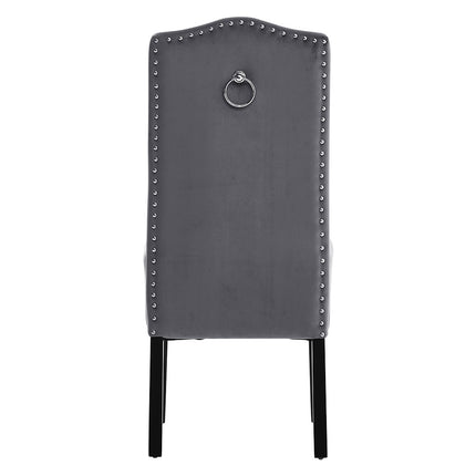Set of 2 Grey Velvet High Back Dining Chair 102cm H