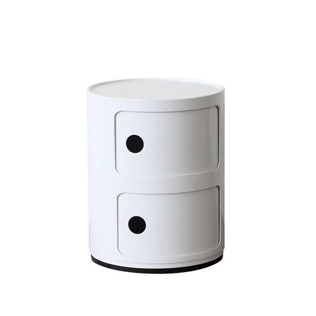 32cm Cylindrical 2 tiered Drawer Storage Drawer Unit White