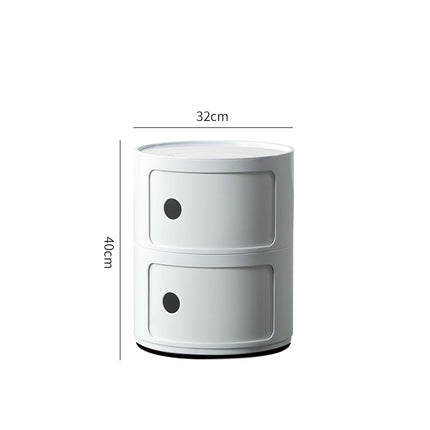 32cm Cylindrical 2 tiered Drawer Storage Drawer Unit White