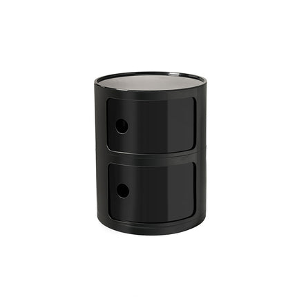 32cm Cylindrical 2 tiered Drawer Storage Drawer Unit Black
