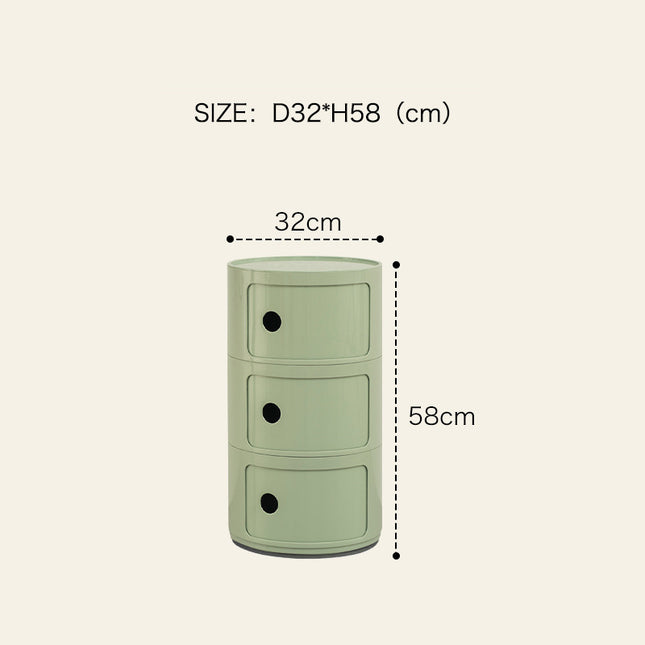 Cylindrical MultiTiered Plastic Storage Drawer Unit