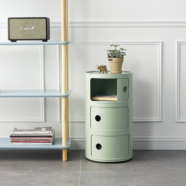 Cylindrical MultiTiered Plastic Storage Drawer Unit