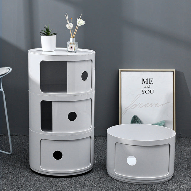 32cm Cylindrical 3 tiered Drawer Storage Drawer Unit White
