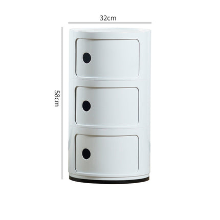 32cm Cylindrical 3 tiered Drawer Storage Drawer Unit White