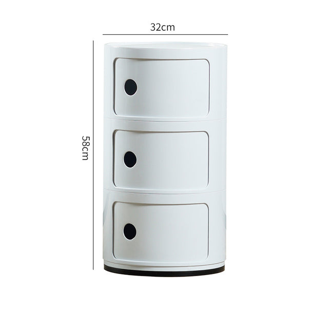 32cm Cylindrical 3 tiered Drawer Storage Drawer Unit White