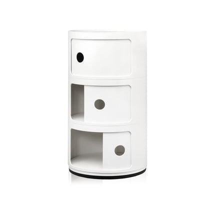 32cm Cylindrical 3 tiered Drawer Storage Drawer Unit White
