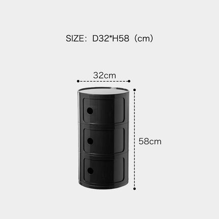 32cm Cylindrical 3 tiered Drawer Storage Drawer Unit,Black