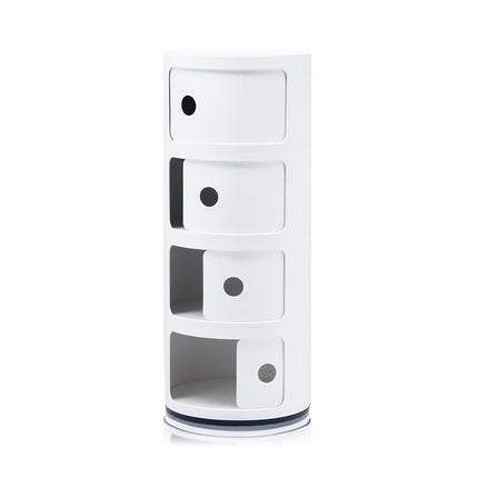 32cm Cylindrical 4 tiered Drawer Storage Drawer Unit White