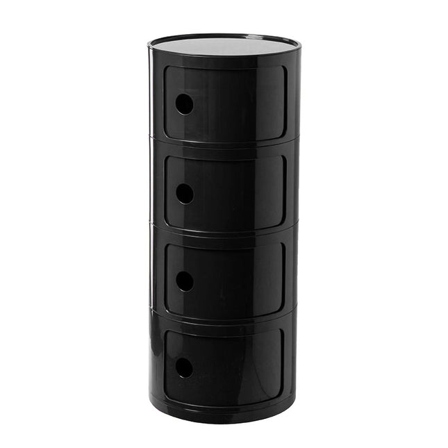 32cm Cylindrical 4 tiered Drawer Storage Drawer Unit Black