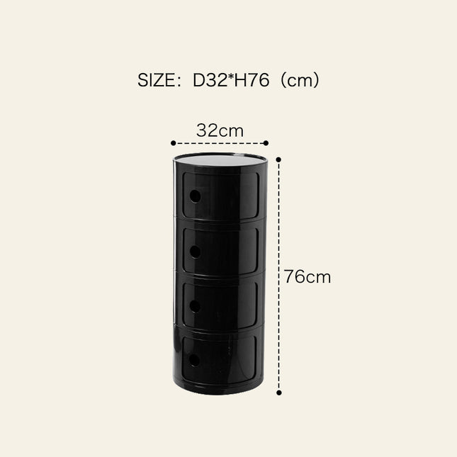 32cm Cylindrical 4 tiered Drawer Storage Drawer Unit Black