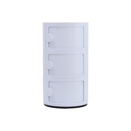White 58cm Round 3 tiered Drawer Storage Unit Organizer