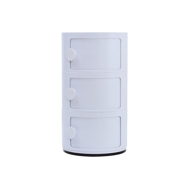 White 58cm Round 3 tiered Drawer Storage Unit Organizer
