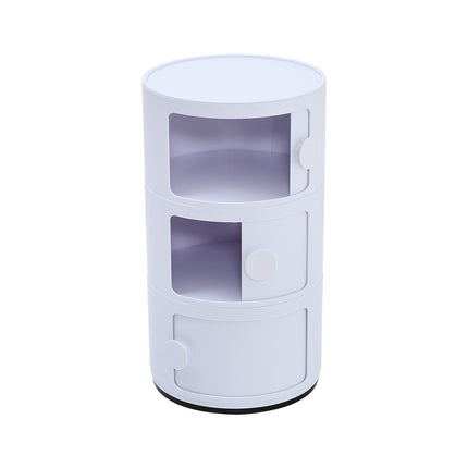 White 58cm Round 3 tiered Drawer Storage Unit Organizer