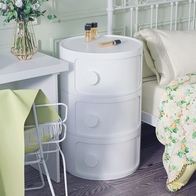White 58cm Round 3 tiered Drawer Storage Unit Organizer