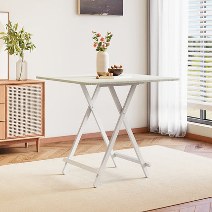 White 80x80cm Folding Wooden Dining Table