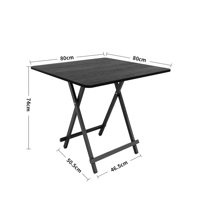 Black 80x80cm Folding Wooden Dining Table