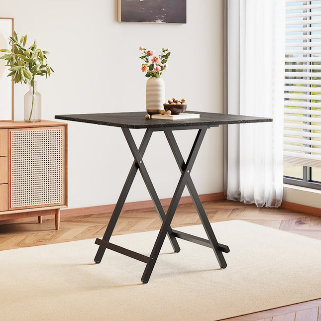Black 80x80cm Folding Wooden Dining Table