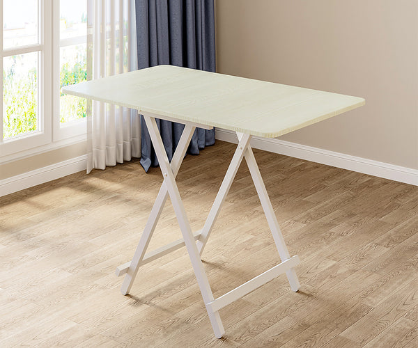 White 100x60cm Folding Wooden Dining Table