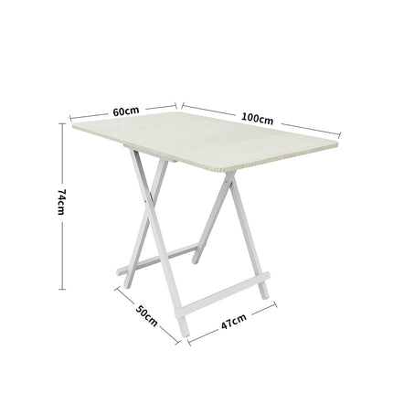 White 100x60cm Folding Wooden Dining Table