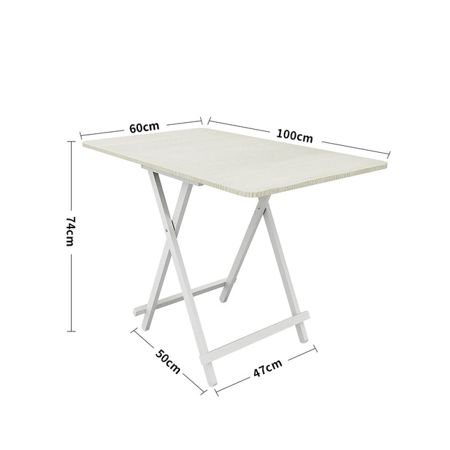 White 100x60cm Folding Wooden Dining Table