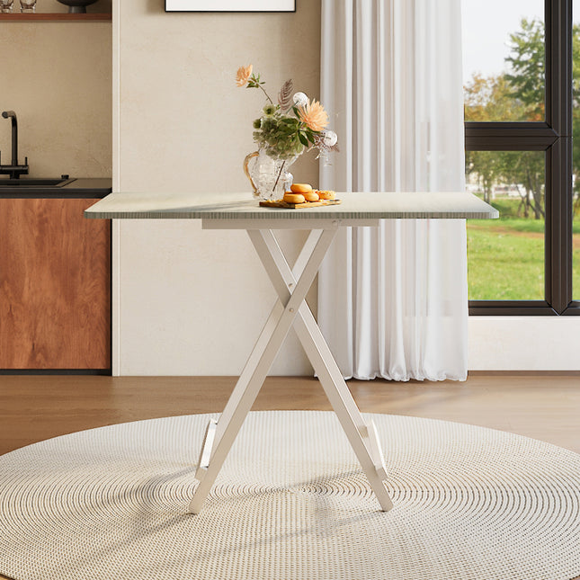 White 100x60cm Folding Wooden Dining Table