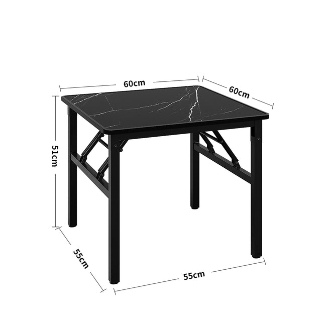 Square 60cm Folding Coffee Table with Marble Effect Top
