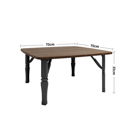 Brown/Black Square 70cm Wooden Folding Coffee Table