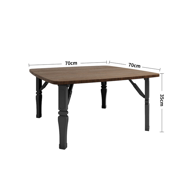 Brown/Black Square 70cm Wooden Folding Coffee Table