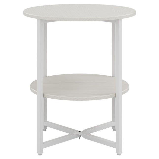 WHite Small Round Coffee Table with 2 Tier