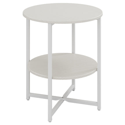 WHite Small Round Coffee Table with 2 Tier