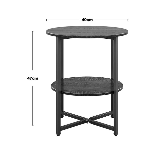 Black Small Round Coffee Table with 2 Tier