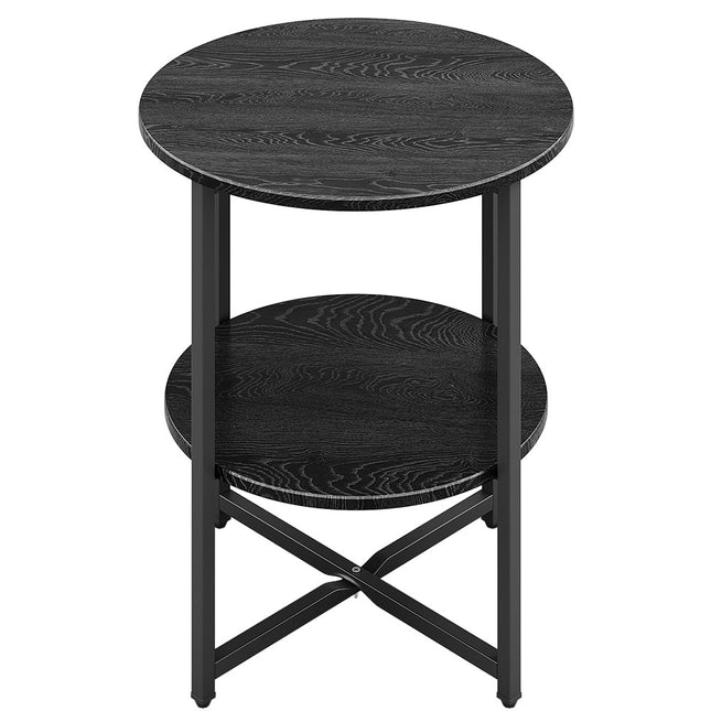 Black Small Round Coffee Table with 2 Tier
