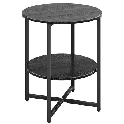 Black Small Round Coffee Table with 2 Tier