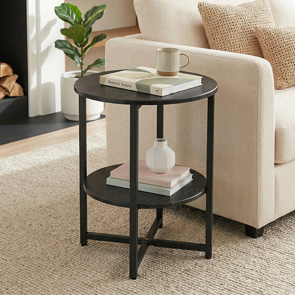 Black Small Round Coffee Table with 2 Tier