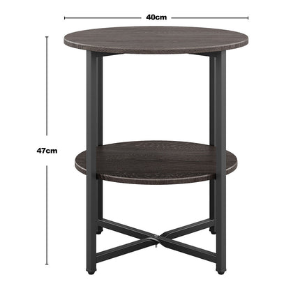 Walnut Small Round Coffee Table with 2 Tier