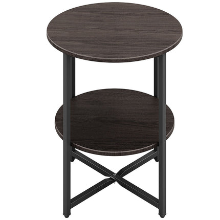 Walnut Small Round Coffee Table with 2 Tier