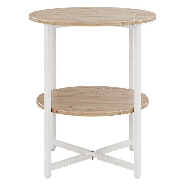 Natural Small Round Coffee Table with 2 Tier