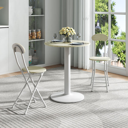 White Round Cafe Table with Metal Base 74cm