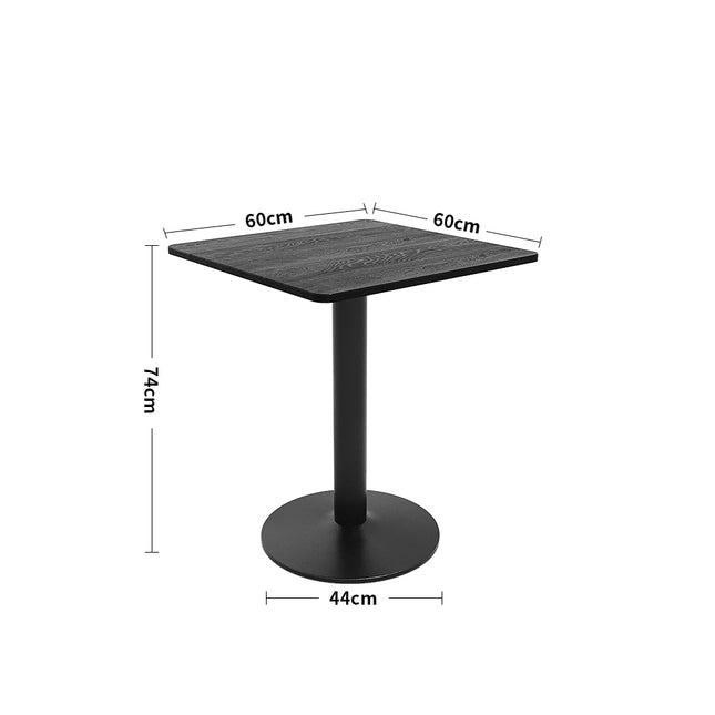 Black Square Cafe Table with Metal Base  60x60cm