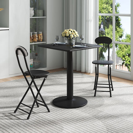 Black Square Cafe Table with Metal Base  60x60cm