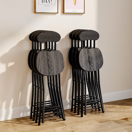 Compact Wooden Folding Chair with Metal Legs Set of 4