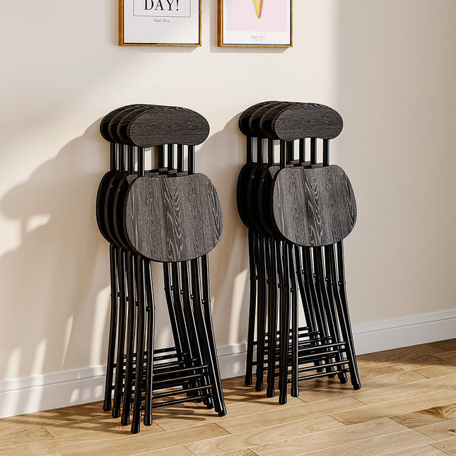 Compact Wooden Folding Chair with Metal Legs Set of 4