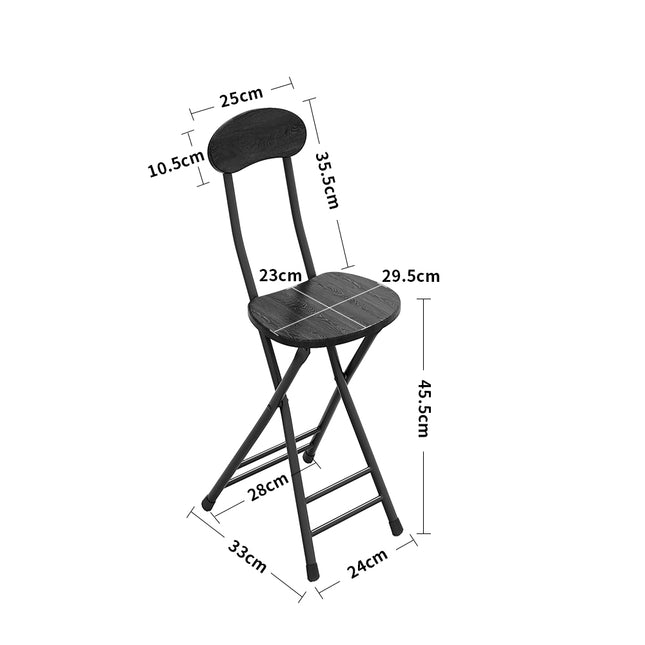 Compact Wooden Folding Chair with Metal Legs Set of 4