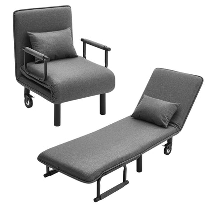 Gray 3 in 1 Foldable Sofa Bed with Pillows