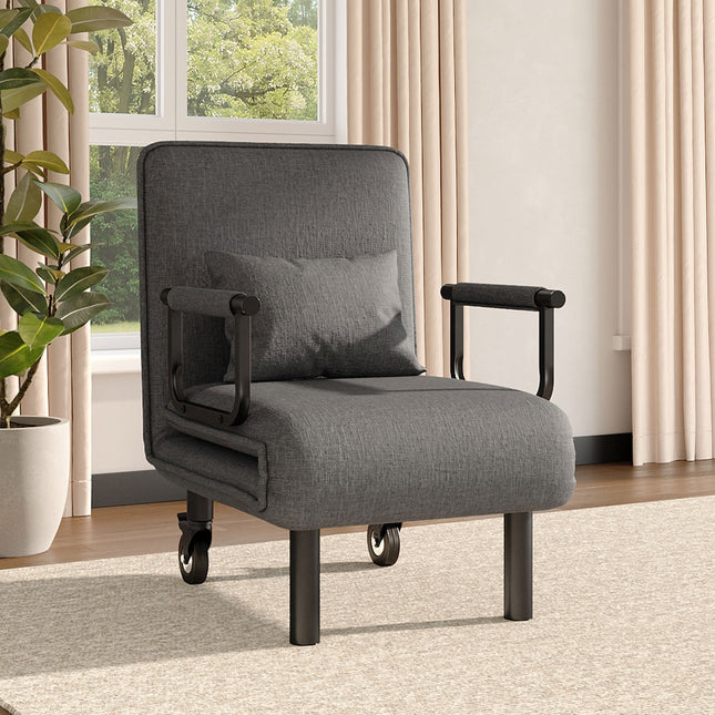 Gray 3 in 1 Foldable Sofa Bed with Pillows