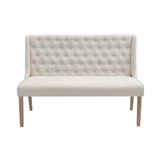 Beige Upholstered Tufted Sofa