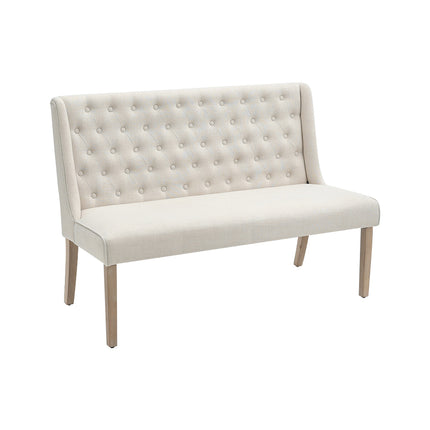 Beige Upholstered Tufted Sofa