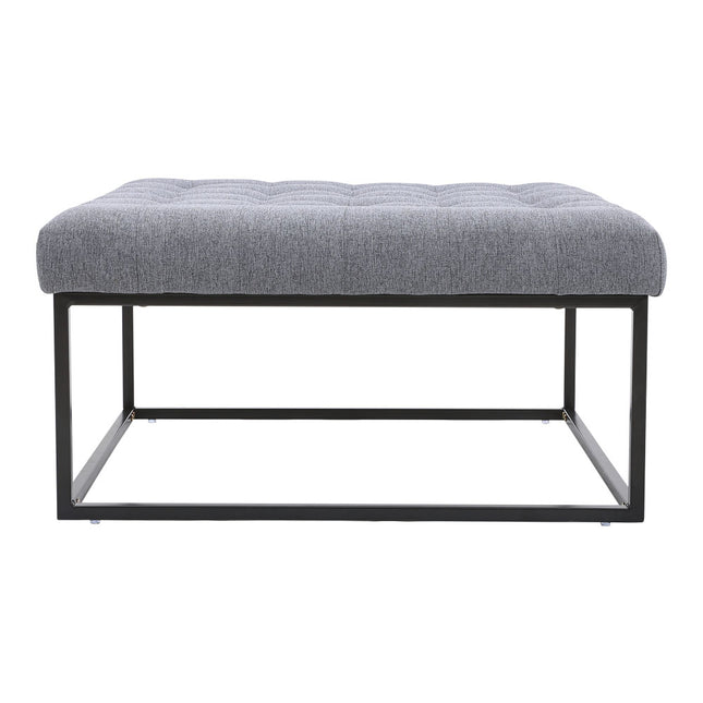 Square Linen Footstool with Metal Frame