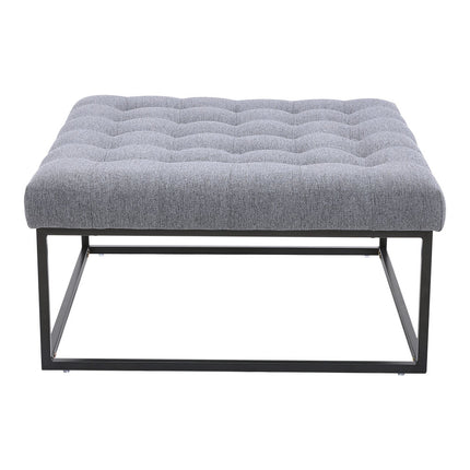 Square Linen Footstool with Metal Frame