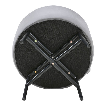 Gray Velvet Ottoman with Metal Legs